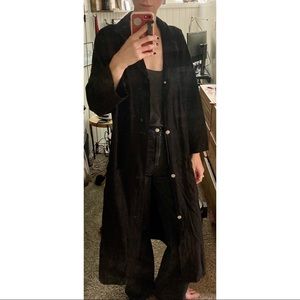 Black canvas denim duster trench artist jacket
